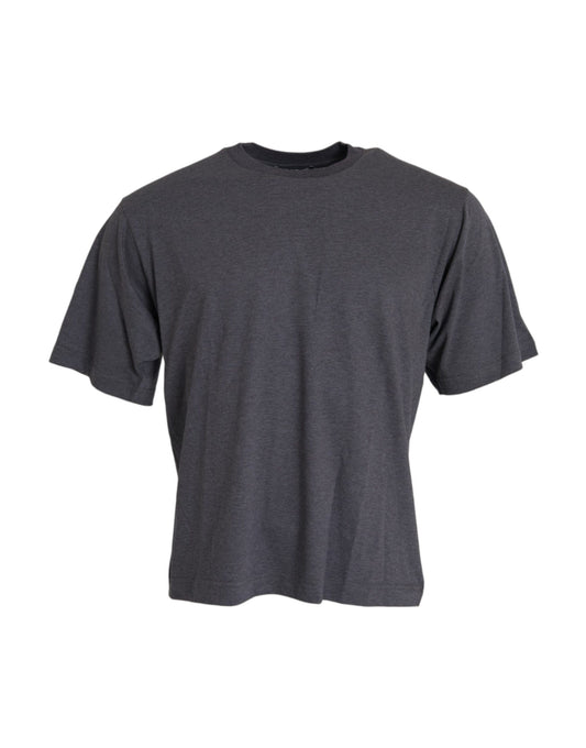 Gray Cotton Round Neck Short Sleeve T-shirt - The Luxe Alliance