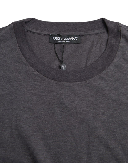 Gray Cotton Round Neck Short Sleeve T-shirt - The Luxe Alliance