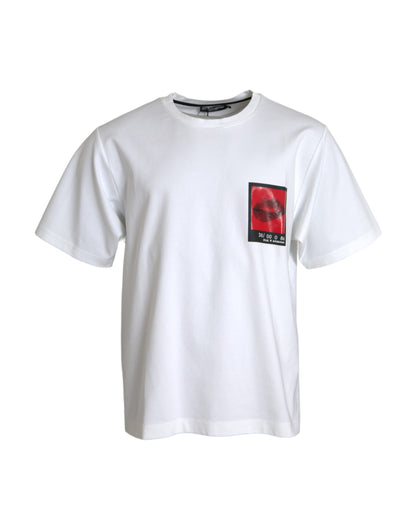 White Red Lips Print Cotton Men T-shirt - The Luxe Alliance