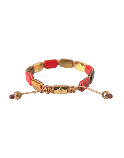 CZ Tiger Eye Red Coral 925 Silver Men Bracelet - The Luxe Alliance