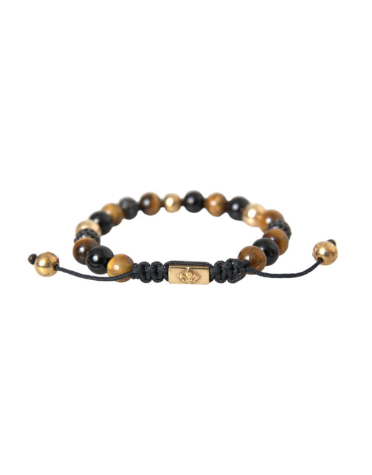 CZ Ball Tiger Eye Stone Copper Beaded Men Bracelet - The Luxe Alliance