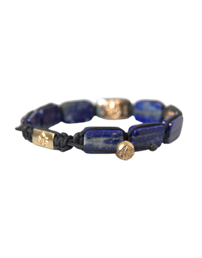 Flat Bead Blue Lapis White CZ 925 Bracelet Mens - The Luxe Alliance