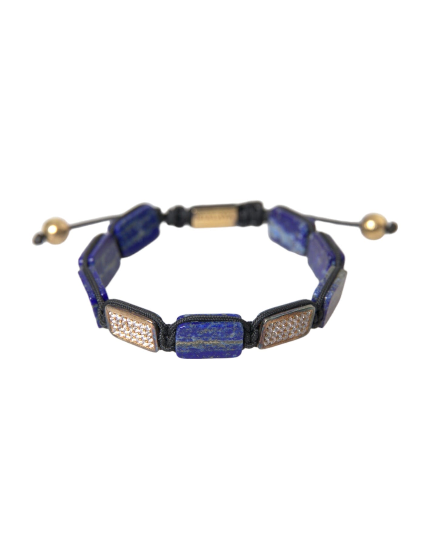 Flat Bead Blue Lapis White CZ 925 Bracelet Mens - The Luxe Alliance