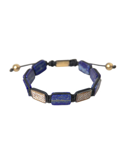 Flat Bead Blue Lapis White CZ 925 Bracelet Mens - The Luxe Alliance