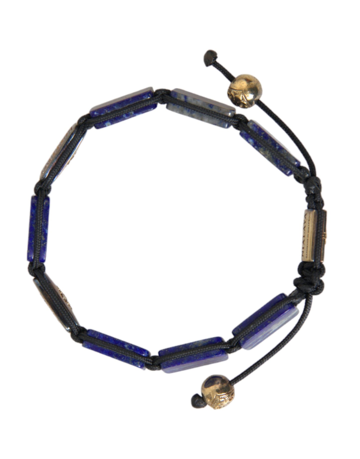 Flat Bead Blue Lapis White CZ 925 Bracelet Mens - The Luxe Alliance