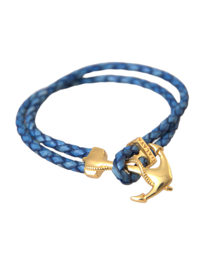 Blue Gold Anchor 925 Silver Charm Bracelet Mens - The Luxe Alliance