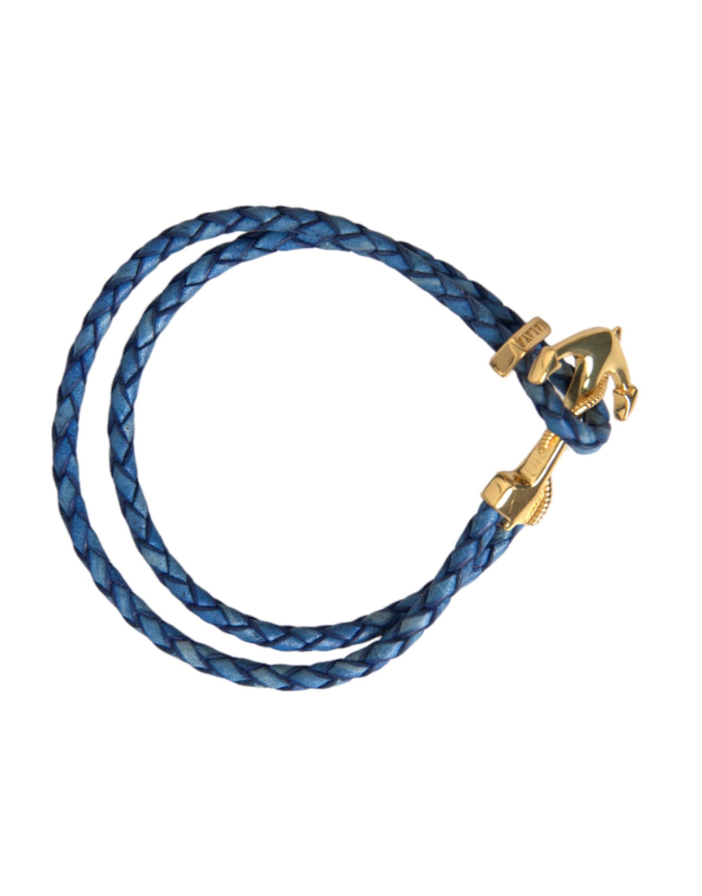  - Blue Gold Anchor 925 Silver Charm Bracelet Mens