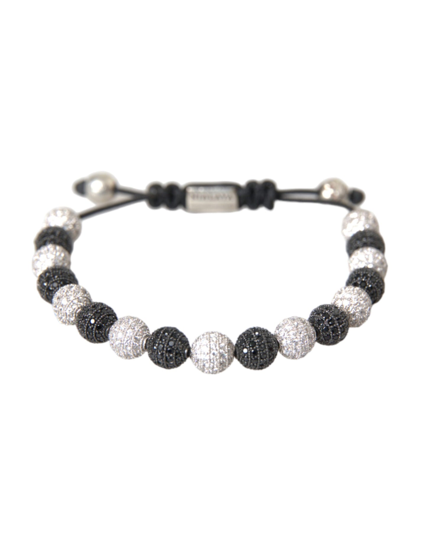 CZ Crystal Ball Black White Beaded Bracelet - The Luxe Alliance