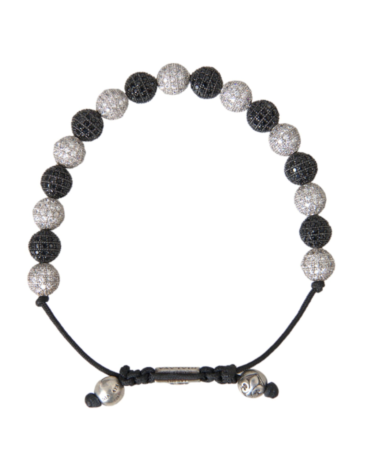 CZ Crystal Ball Black White Beaded Bracelet - The Luxe Alliance