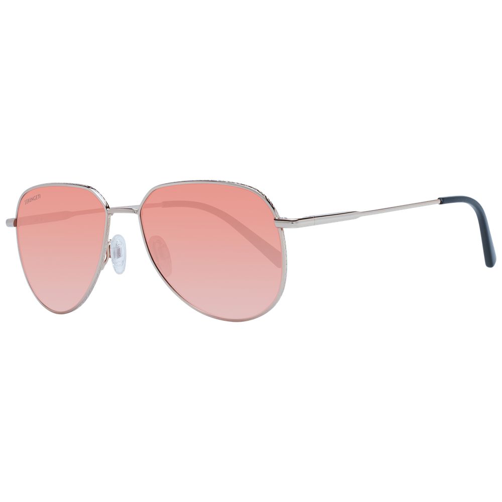 Serengeti Rose Gold Unisex Sunglasses – Round Frame with Orange Lenses, 55mm