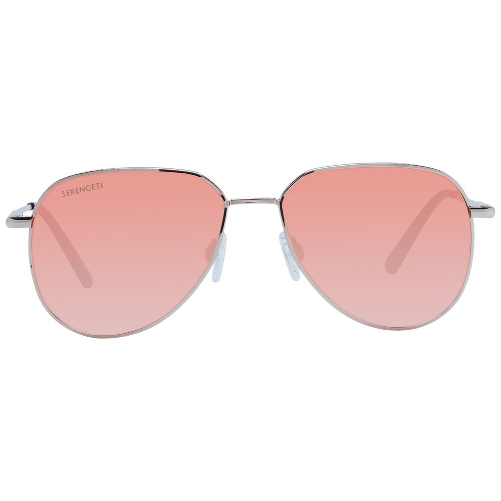 Serengeti Rose Gold Unisex Sunglasses – Round Frame with Orange Lenses, 55mm