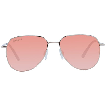 Serengeti Rose Gold Unisex Sunglasses – Round Frame with Orange Lenses, 55mm