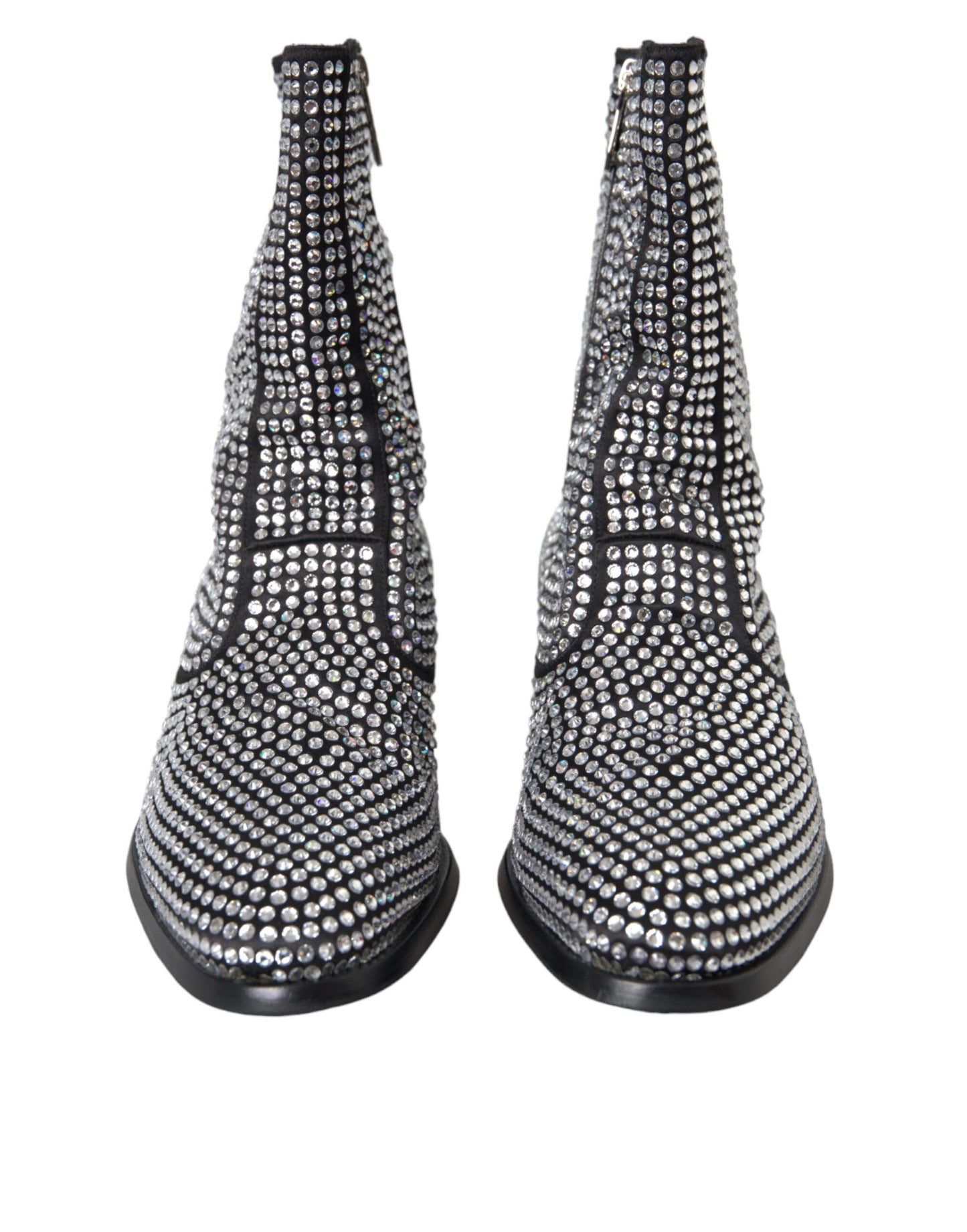 Black Rhinestone Crystal Chelsea Boots Shoes - The Luxe Alliance