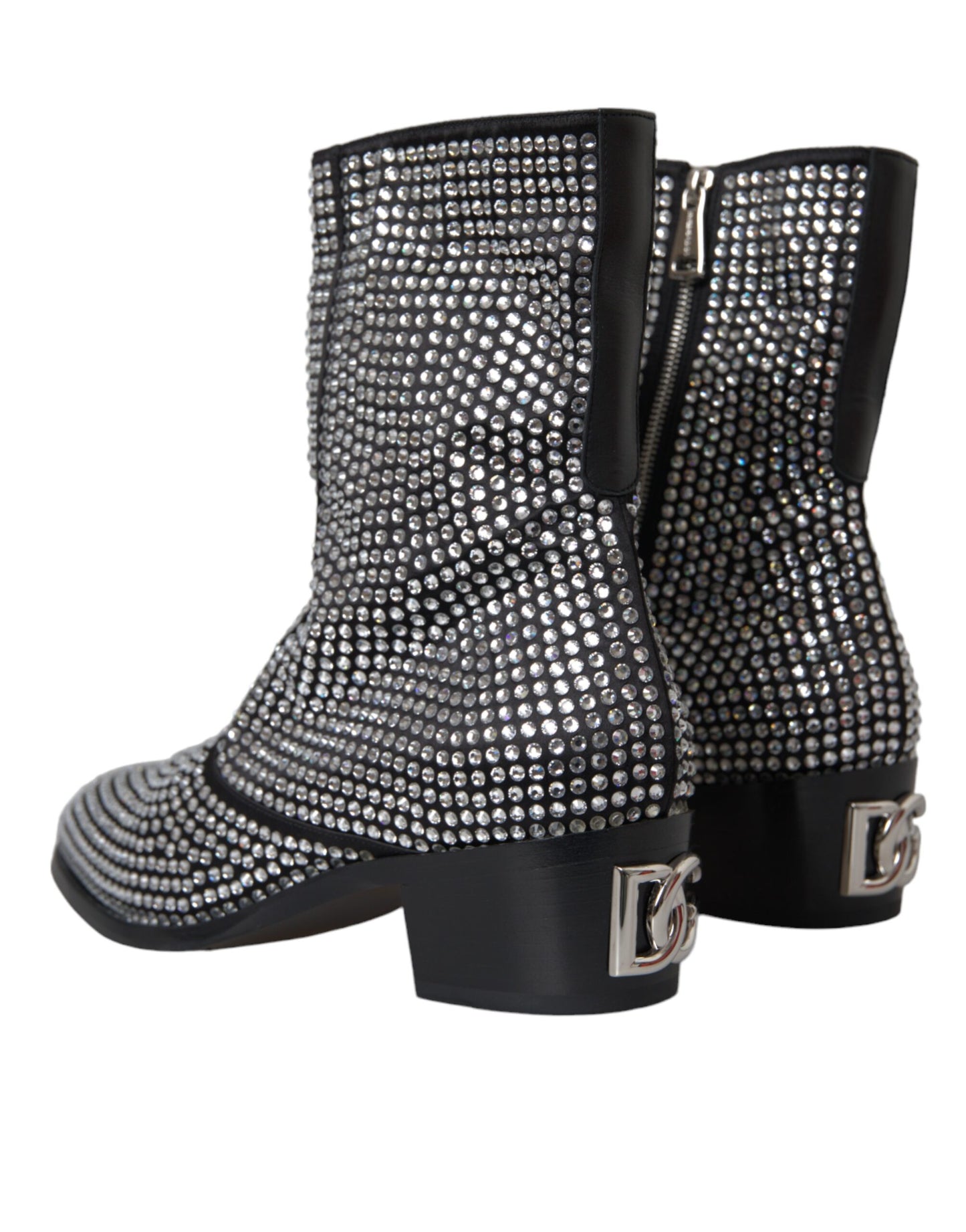 Black Rhinestone Crystal Chelsea Boots Shoes - The Luxe Alliance