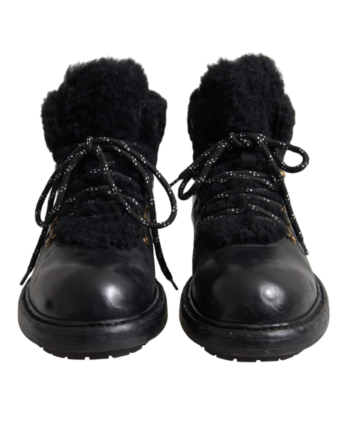 Black Leather Bernini Shearling Boots Shoes - The Luxe Alliance