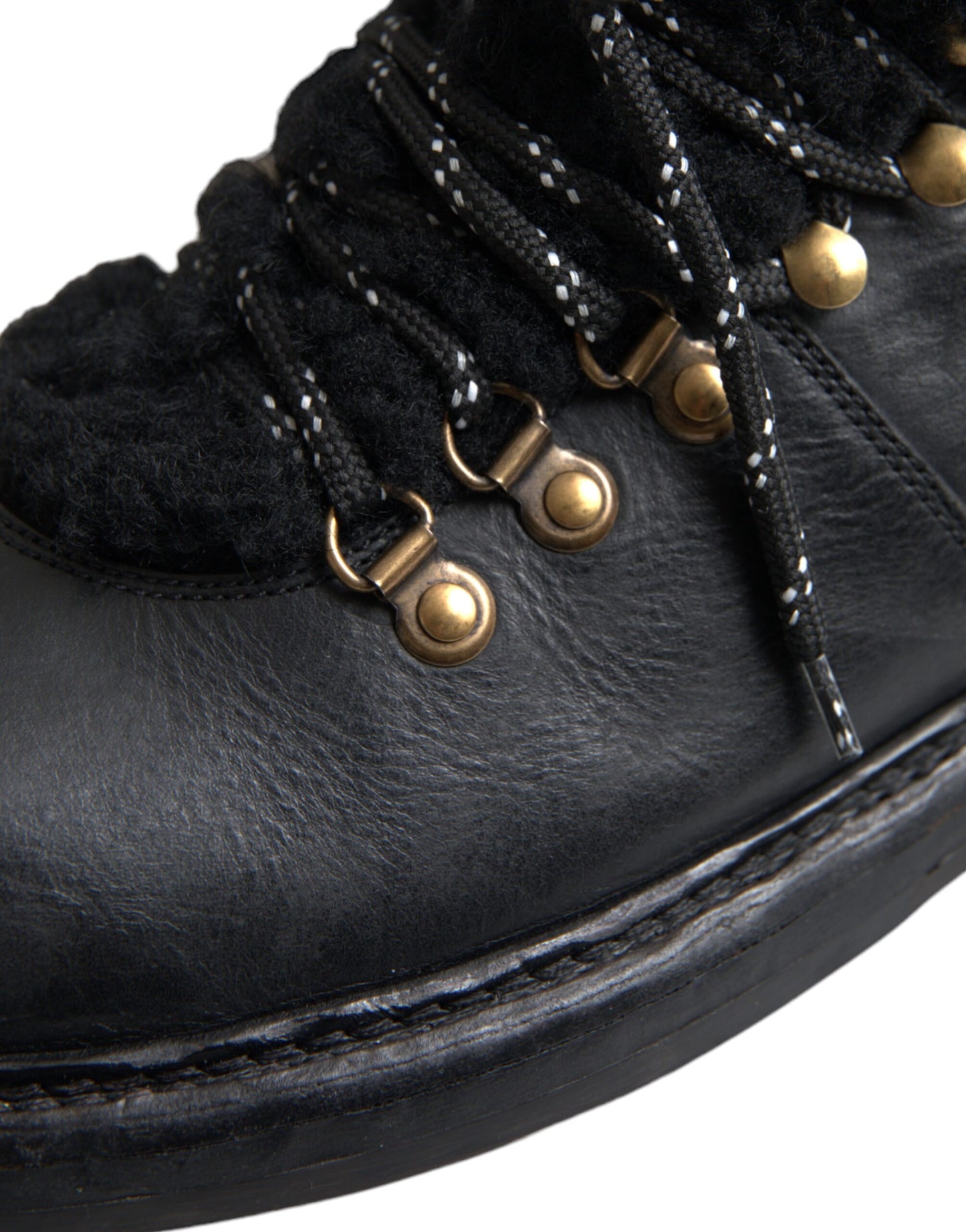 Black Leather Bernini Shearling Boots Shoes - The Luxe Alliance