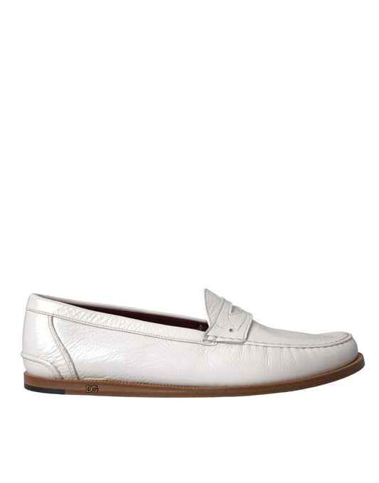 White Leather Slip On Mocassin Loafers Shoes - The Luxe Alliance