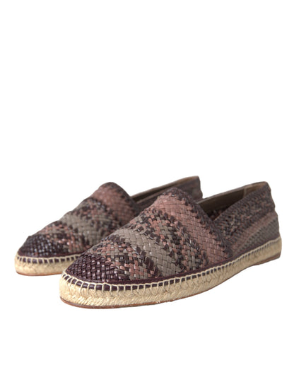 Brown Buffalo Leather Espadrille Flats Shoes - The Luxe Alliance