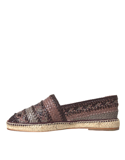 Brown Buffalo Leather Espadrille Flats Shoes - The Luxe Alliance