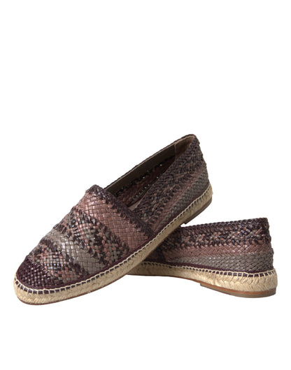 Brown Buffalo Leather Espadrille Flats Shoes - The Luxe Alliance