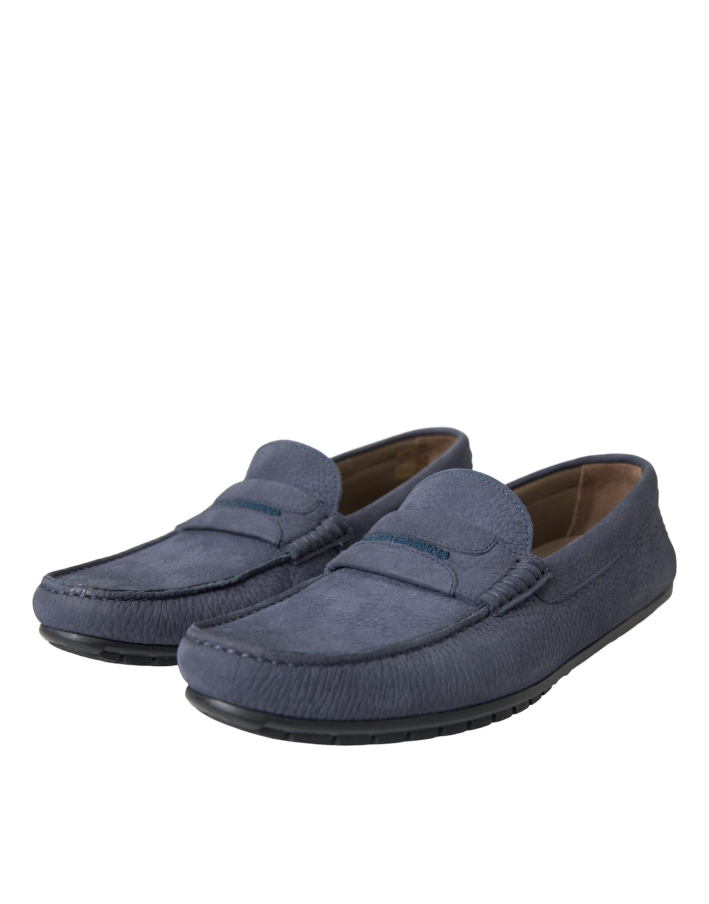 Blue Calf Leather Slip On Moccasin Shoes - The Luxe Alliance