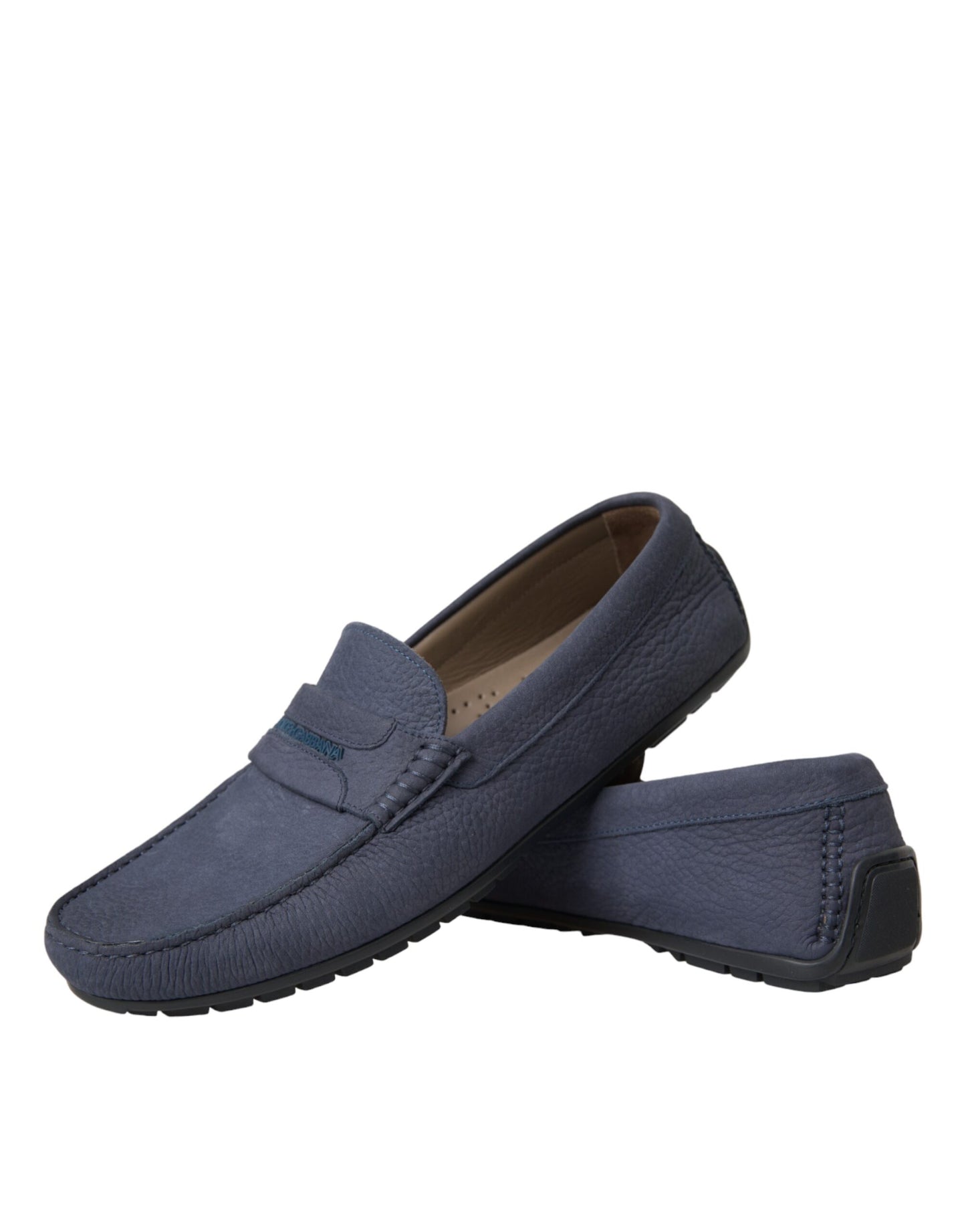 Blue Calf Leather Slip On Moccasin Shoes - The Luxe Alliance