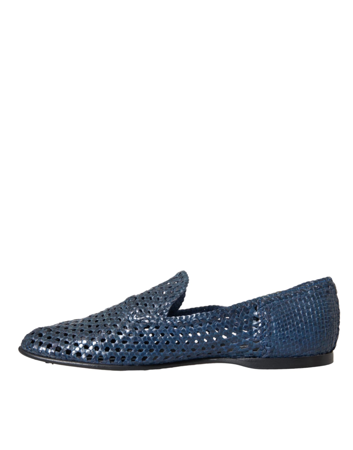 Blue Woven Leather Slip On Loafers Men Shoes - The Luxe Alliance