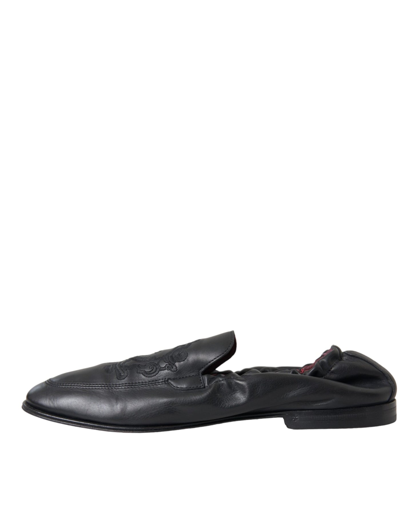 Black Logo Embroidered Leather Loafer Men Dress Shoes - The Luxe Alliance