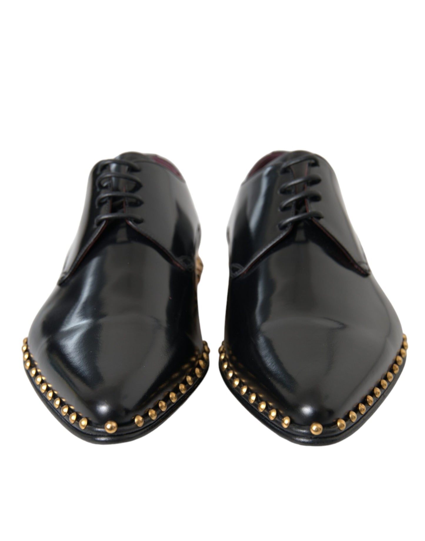 Black Leather Gold Studded Derby Dress Shoes - The Luxe Alliance