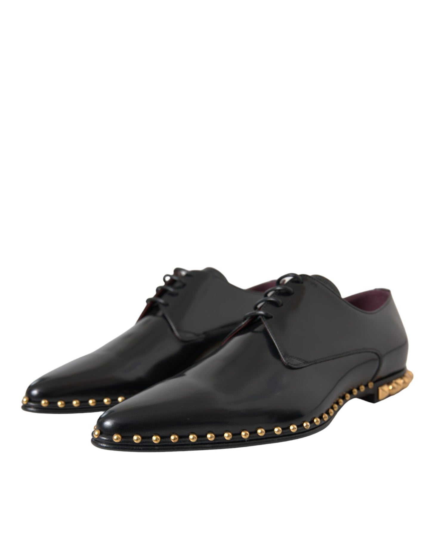 Black Leather Gold Studded Derby Dress Shoes - The Luxe Alliance