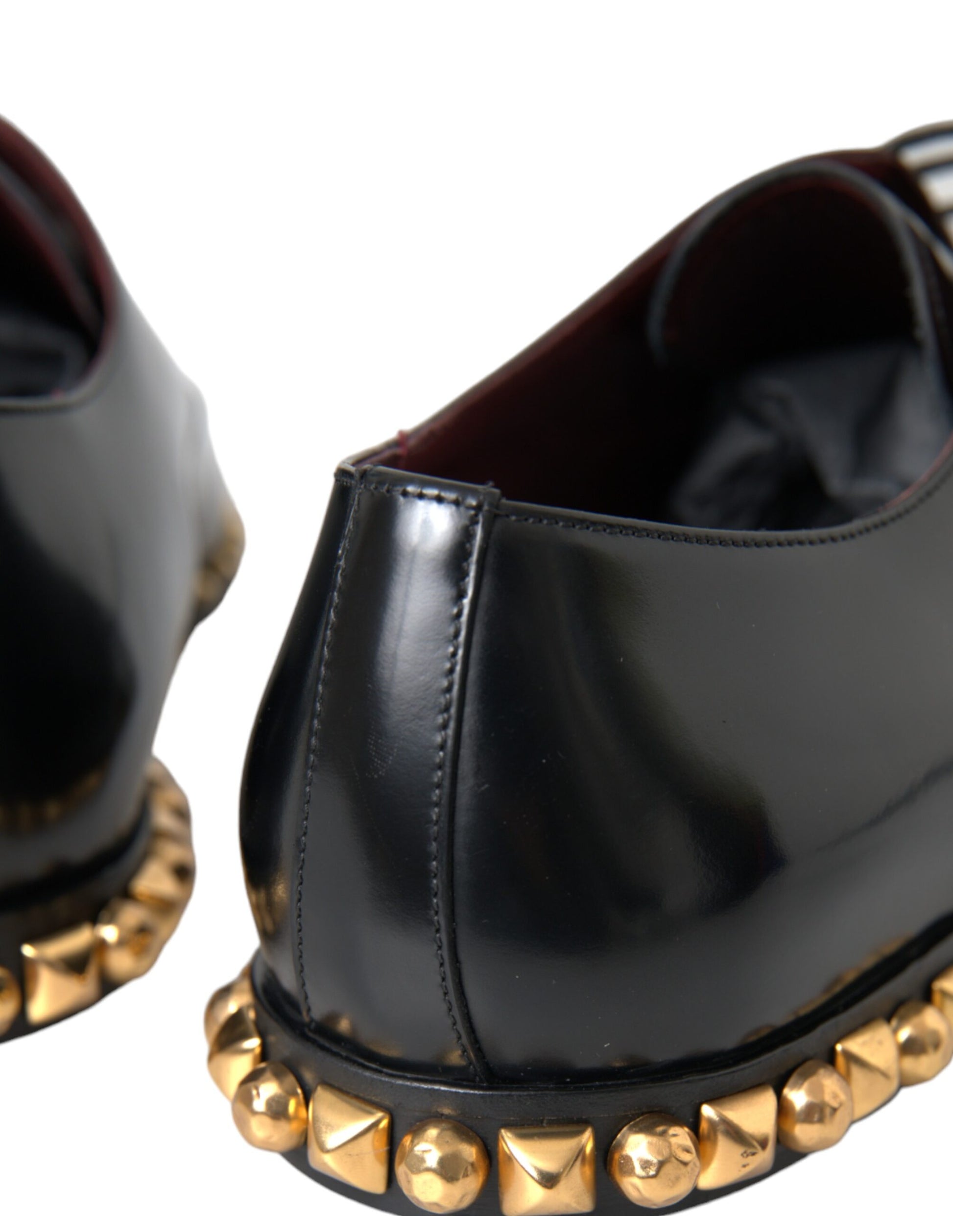 Black Leather Gold Studded Derby Dress Shoes