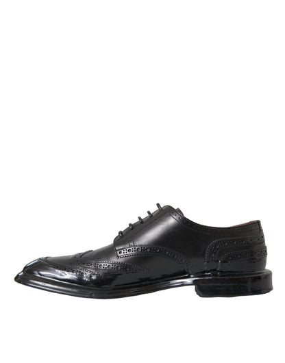  - Black Leather Oxford Wingtip Formal Men Shoes