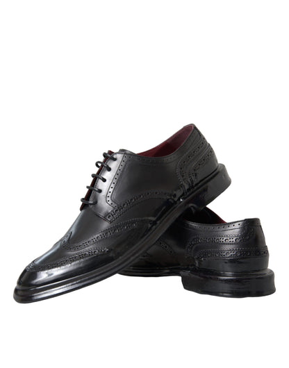  - Black Leather Oxford Wingtip Formal Men Shoes