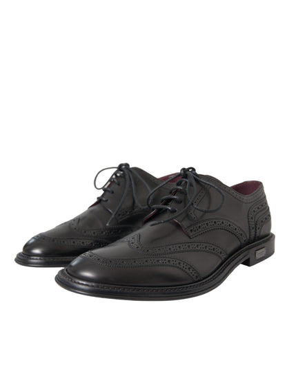  - Black Leather Oxford Wingtip Formal Men Shoes