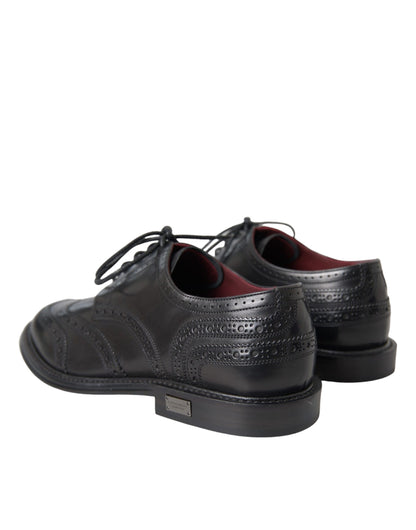  - Black Leather Oxford Wingtip Formal Men Shoes