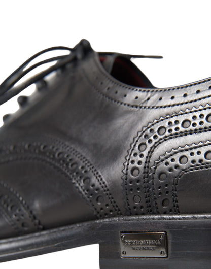  - Black Leather Oxford Wingtip Formal Men Shoes