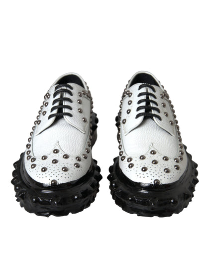  - Black White Embellished Derby Formal Shoes