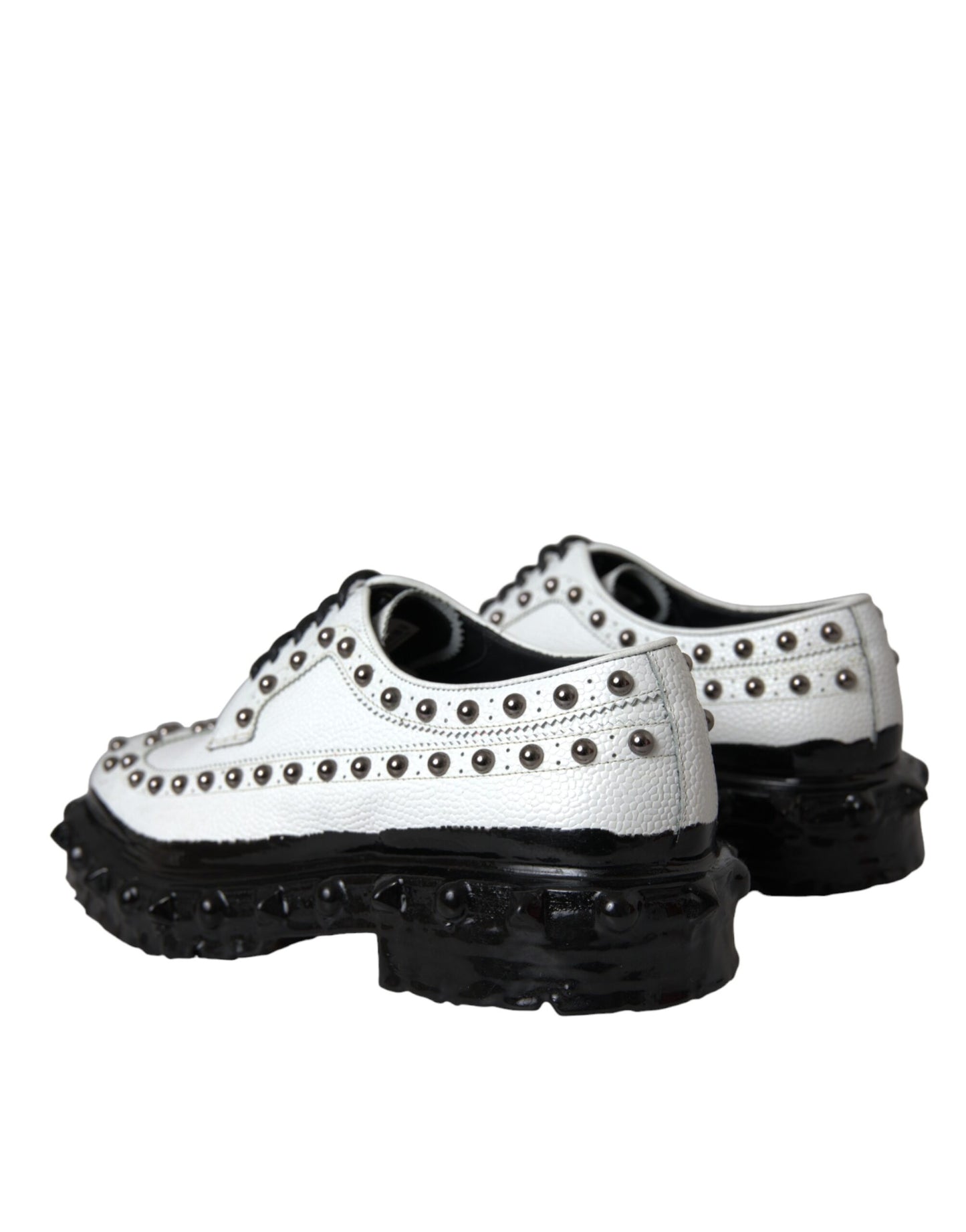  - Black White Embellished Derby Formal Shoes