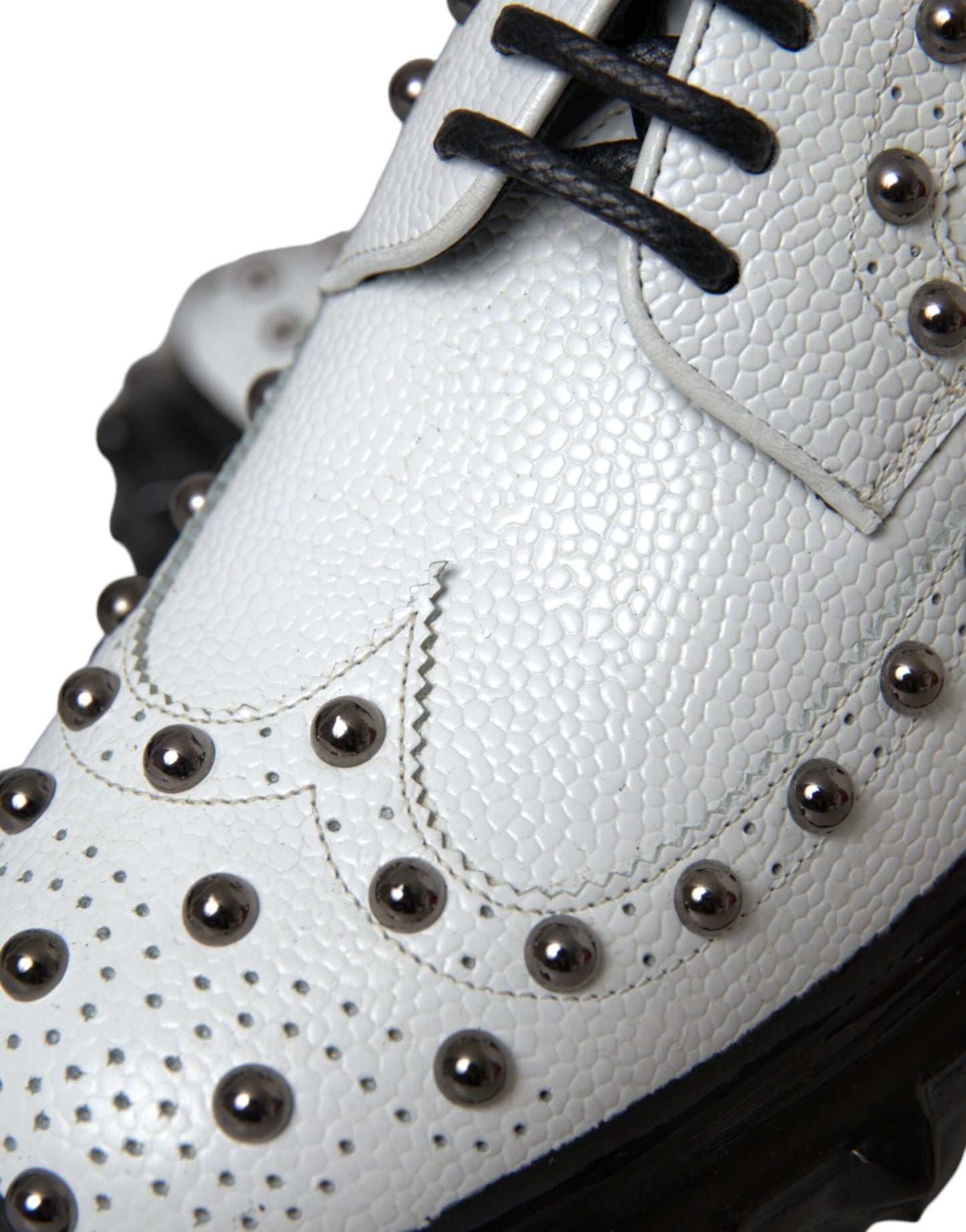  - Black White Embellished Derby Formal Shoes