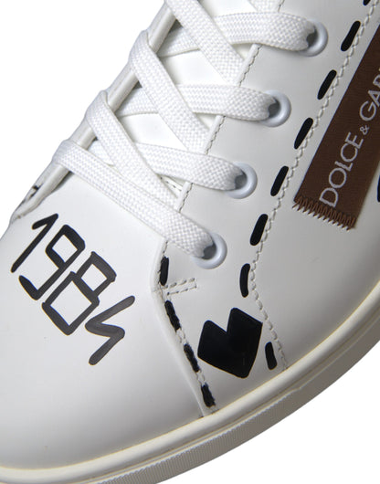  - White Brown Leather Logo Low Top Sneakers Shoes