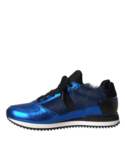  - Blue Black Calf Hair Leather Sneakers Shoes