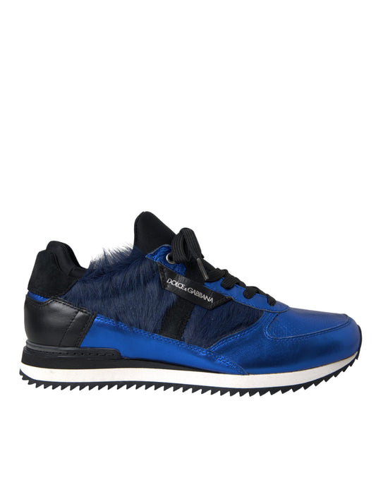  - Blue Black Calf Hair Leather Sneakers Shoes