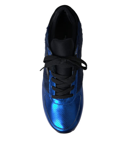  - Blue Black Calf Hair Leather Sneakers Shoes