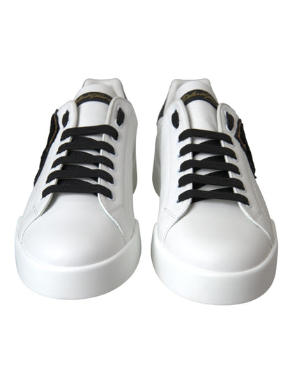 White Leather DG Logo Casual Low Top Sneakers Shoes - The Luxe Alliance