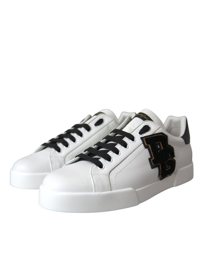 White Leather DG Logo Casual Low Top Sneakers Shoes - The Luxe Alliance