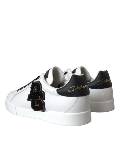 White Leather DG Logo Casual Low Top Sneakers Shoes - The Luxe Alliance