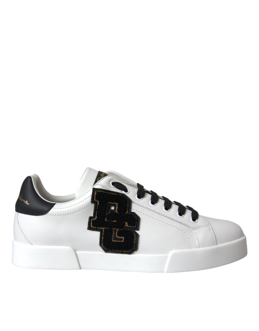 White Leather DG Logo Casual Low Top Sneakers Shoes - The Luxe Alliance