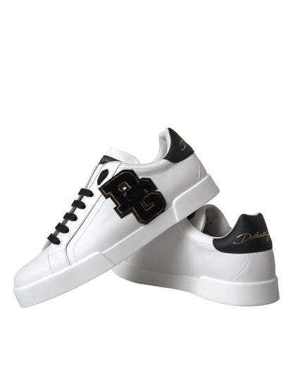 White Leather DG Logo Casual Low Top Sneakers Shoes - The Luxe Alliance