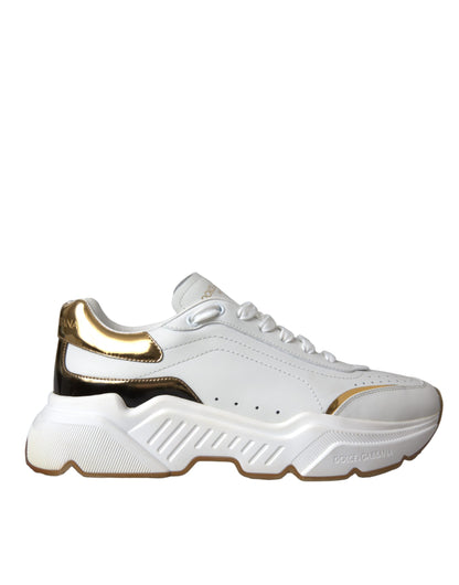 White Gold DAYMASTER Leather Sneakers Shoes - The Luxe Alliance