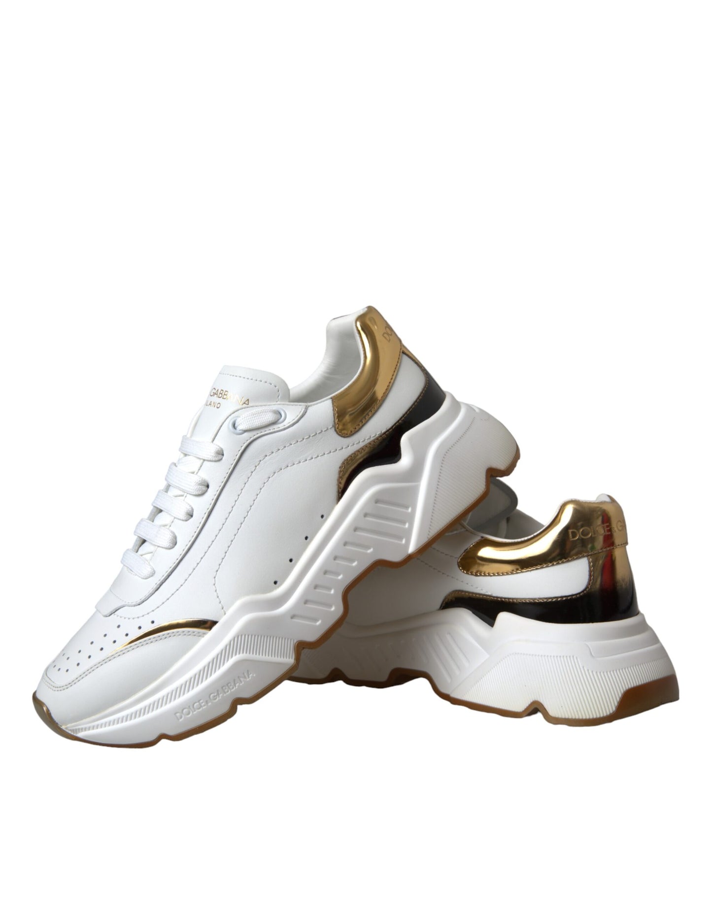 White Gold DAYMASTER Leather Sneakers Shoes - The Luxe Alliance